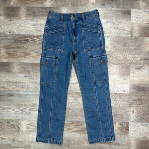 Madewell 90's Straight Cargo High Rise Blue Jeans Women's Size 30 x 30"